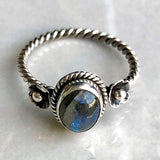 Labradorite oval with flower decoration