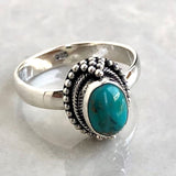 Turkos Arizona, detaljerad oval silverring