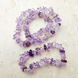 Amethyst, chip bracelet with elastic thread
