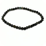 Turmalin grön/svart, fasettslipat armband 4 mm
