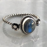 Labradorite oval with flower decoration