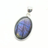 Labradorite, round smooth pendant in silver