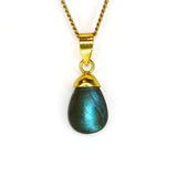 Labradorite, Dew Crystal Drop gold-plated silver pendant