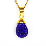 Lapis Lazuli, Dew Kristalldroppe guldpläterat silverhänge