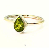Peridot, silver ring with double setting