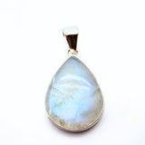 Rainbow moonstone, drop-shaped silver pendant