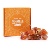 Kalcit orange - förtrollande kristalljus, slinga med LED