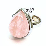 Rose quartz, ring with tip in silver