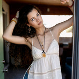 Citrine, pendant with natural lace