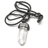 Rock crystal, natural lace on waxed cotton thread