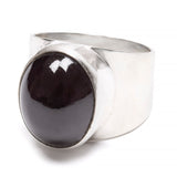 Onyx, cabochon slät silverring