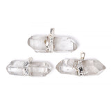 Rock crystal, 2 natural tips with silver foil