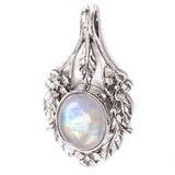 Rainbow moonstone, flower filigree pendant