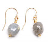 Labradoriitti, korvakoru kullasta tai hopeasta