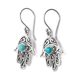 Turkos, Hamsas / Fatimas hand örhänge i silver