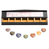 Chakra symbols/colours heart shape plates in box with compartment