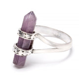 Ametist, ring med kristallspets i silver