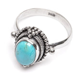 Turkos Arizona, detaljerad oval silverring